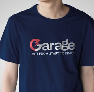 Logotipo da Garage Datalink, com a frase "arte do começo ao fim", destacando cabos para instrumentos musicais.