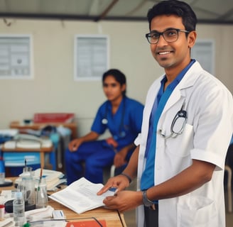 man in blue crew neck t-shirt smiling