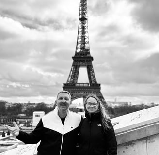 Us in Paris in February. It's a great time to visit.