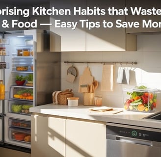 Eco-friendly modern kitchen with organized fridge, reusable containers