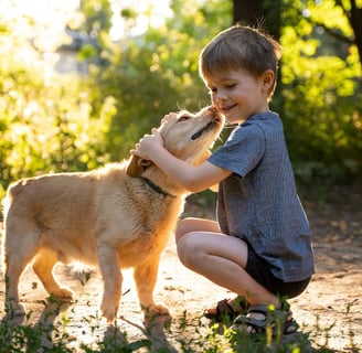 Criança e cachorro