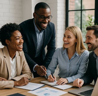 A leader or mentor guiding their team with success and empowerment.