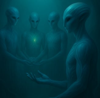 Imagem Ilustrativa de uma Reunião na Sociedade das Marés no Planeta K2 18b