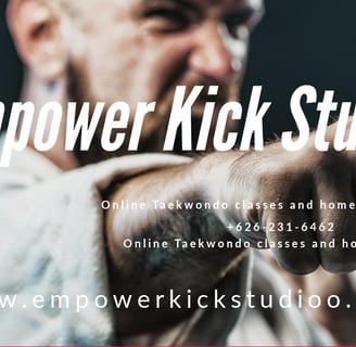 a man with a white shirt and a white shirt with the words empower kick
