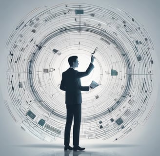 a man in a suit and tie is holding a cell phone