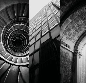 Collage of architectural shapes and textures.