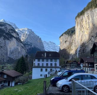 View of Staubbachfall in Lauterbrunnen Switzerland