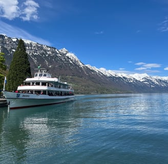 One of the boats on beautiful lake Brienz in Interlaken Switzerland