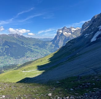 Looking down on Grindelwald from the Eiger Trail