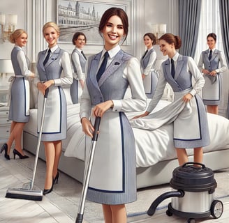 femme de ménage uniforme dans un chambre 