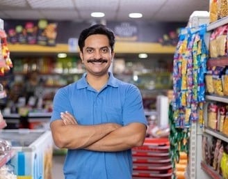 Happy retailer free from his worries because AI is handling things for him 24x7