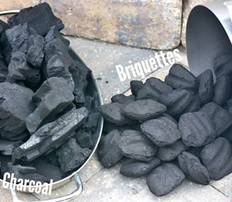 Picture of charcoal and briquettes