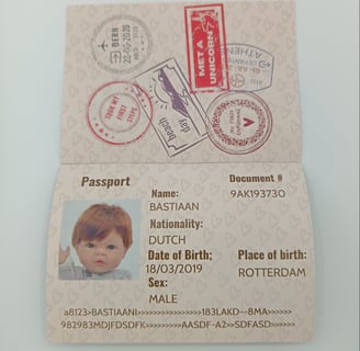 Dutch doll passport with stamps