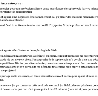 Séances de sophrologie très appréciées, un réel bien-être pour l'équipe