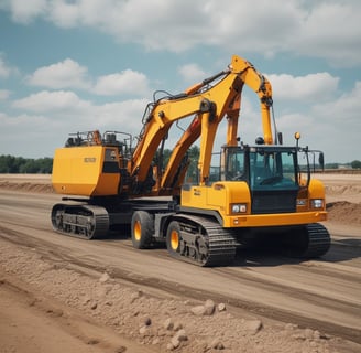 green and black heavy equipment on brown dirt road during daytime