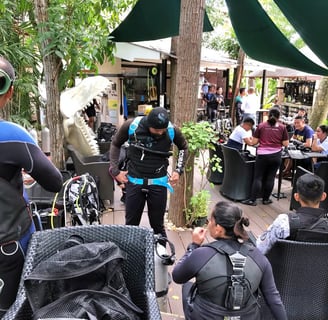 Sugbu diver and team gearing up for scuba diving in Shangrila