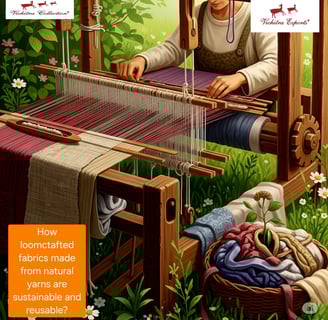 a woman is weaving a cloth on a loom