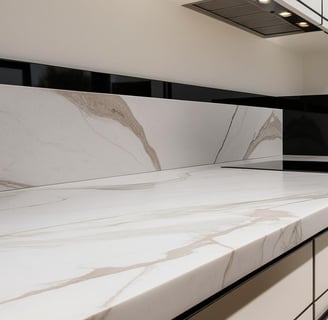 a kitchen counter top with a marble counter top