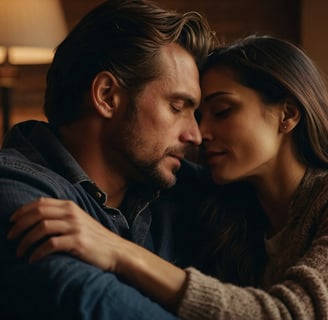 a man and woman sitting on a couch
