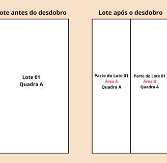 Figura mostrando o desenho de um lote inteiro e depois dividido em dois