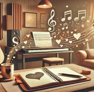 Ilustración 16:9 de un espacio acogedor para la creación de canciones personalizadas