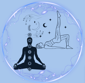 a person sitting in a circle with a person doing yoga