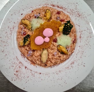 risotto alla barbabietola e cozze