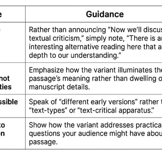 Addressing Variants in Pastoral Teaching and Preaching