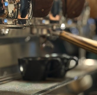 two cups under a portafilter on the drip tray