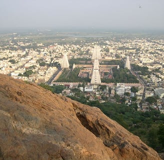 Aerial view of Arunachaleswarar Temple in Thiruvannamalai