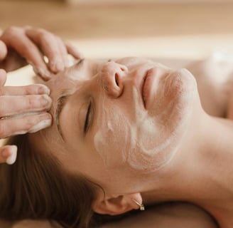 women with a facial application