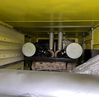 a truck with a large amount of plastic wrap