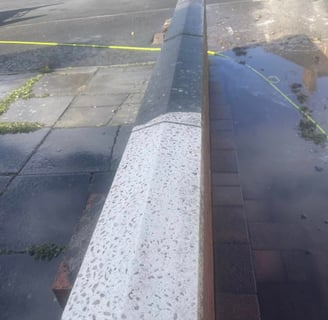 outdoor cleaning services Fife - coping stone half clean, half dirty