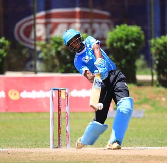 A Rwandese International playing shot during BATBALL MAXX 2025 Uganda