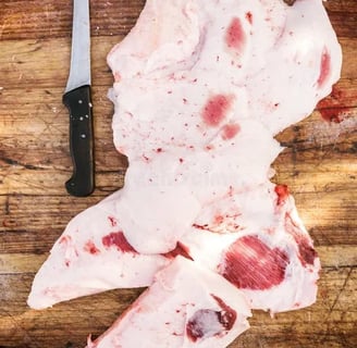 fat on cutting board