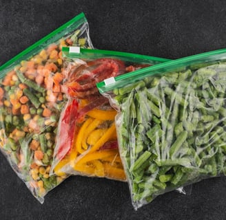 Chopped vegetables in a ziplock pouch