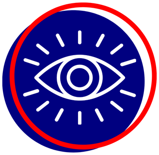 Vision Statement - blue and red circle with eye