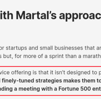 Screenshot from the article, "Martal Group for lead generation? What high volume really means"