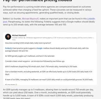 Screenshot of LinkedIn post in the article, B2B Appointment Setting Costs & Pricing Models Explained