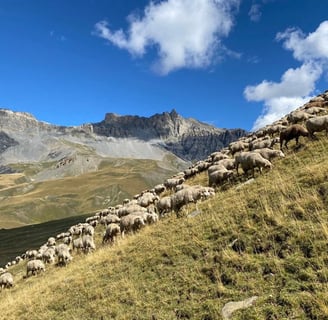 Hill walking in Mercantour, French Alps near the Italian border, in September 2023