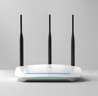 white wifi router with three black antennas