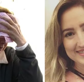 a woman with a towel on her head and a man with a towel on his