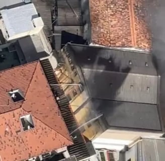 a firefighter is seen from the air