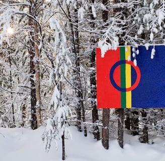 Drapeau Sami en Laponie