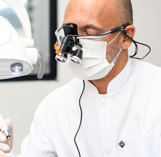 dentist examining a mouth