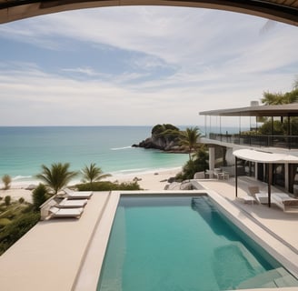 A luxury villa with a stunning pool facing a beautiful white sand beach and azure ocean in Barbados