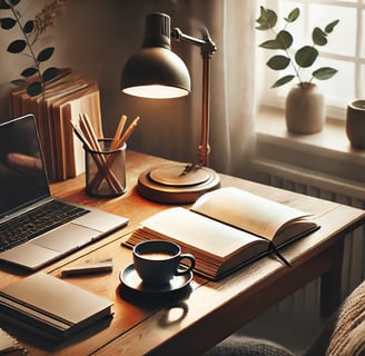 A stack of non-fiction books with inspiring titles on a desk.