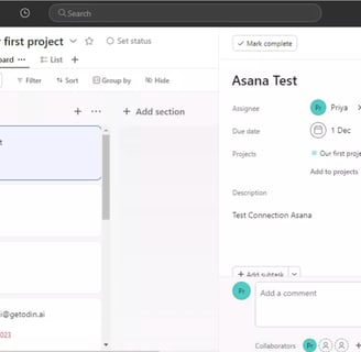 Tela de Gestão da Sprint da Asana IA (Fonte: Asana)