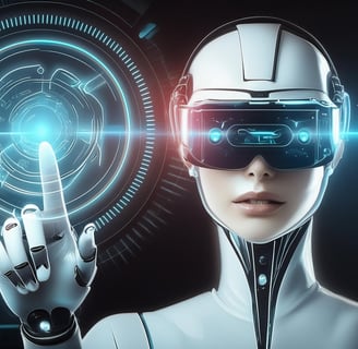a woman in a futuristic suit with a futuristic headgear