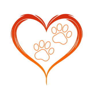 This logo for Agape Canine Massage features a heart containing two dog paw prints